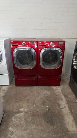 Lg washer dryer set steam all electric RED color