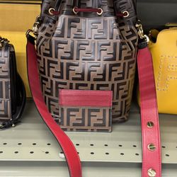 Fendi Mon Tresor Drawstring FF Canvas Bucket Bag Multicolor