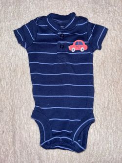 Baby Boy Striped Bodysuit with Car Patch