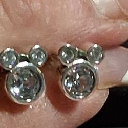 BRIGHTON BRAND NEW STERLING SILVER LARGE CZ MICKEY HALO STUD EARRINGS SOLID 