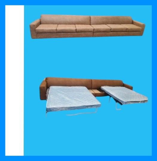 BRAND NEW 15ft Sofas DOUBLE SLEEPER AND 7X9FT OR 9X5.5FT SECTIONAL WITH SLEEPER, DAKOTA CAMEL LEATHER