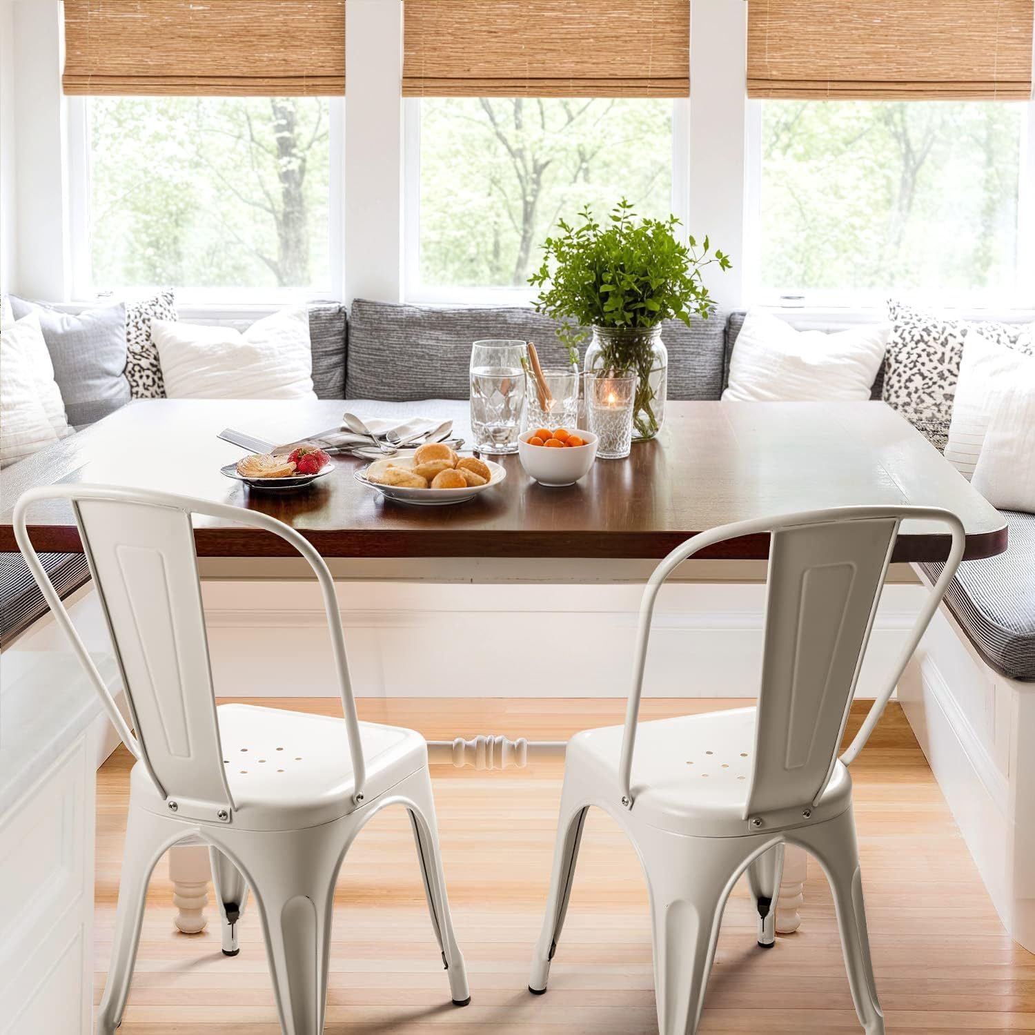 New Set of Heavy Duty Metal Chair Dining Chairs Indoor and