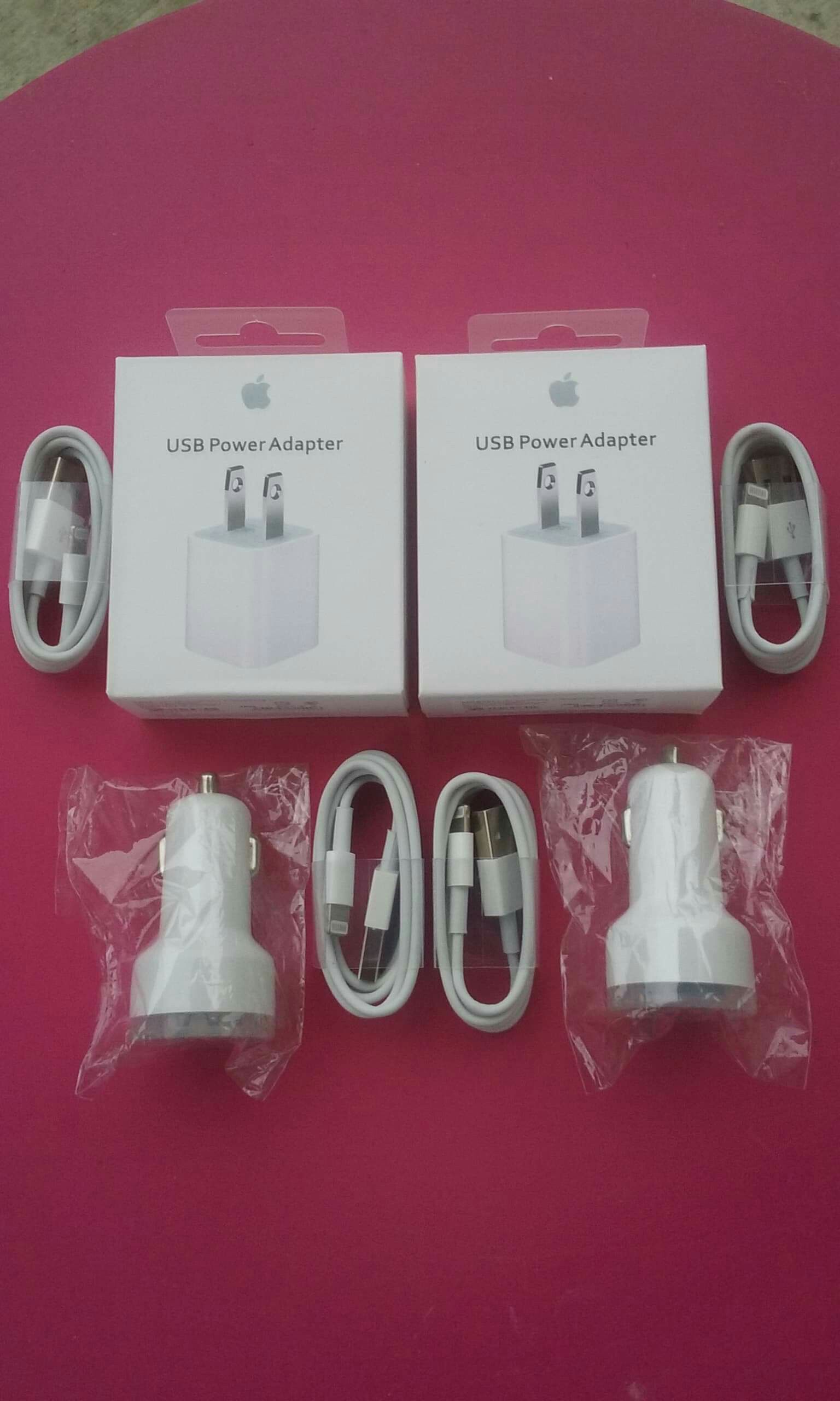 2 Apple Combos/2 Apple IPhone Chargers and 2 Car Chargers Brand New