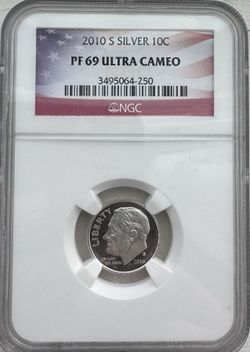 2010-S 10c Roosevelt Proof Silver Dime NGC PF69 Ultra Cameo