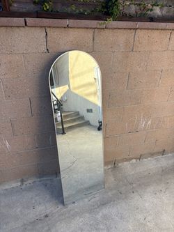 Arched Metal Oversized Full Length Mirror - Silver