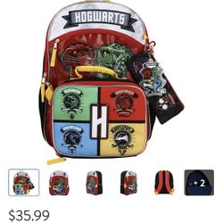 Harry Potter Backpack Hogwarts Houses 5-Piece Backpack Bag Set