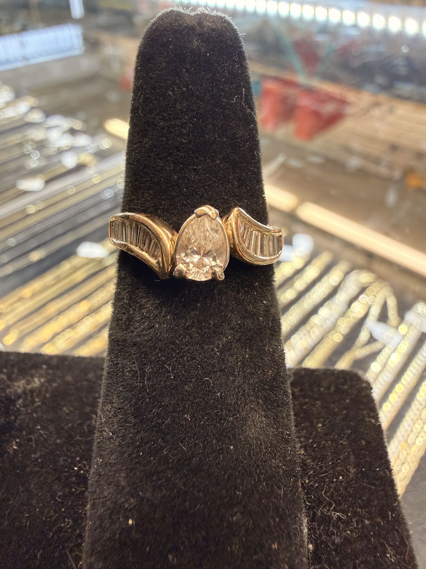 14KT Engagement Ring W/ Natural Pear Diamond 41779-1