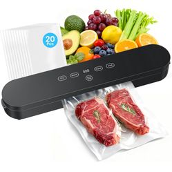 Food Vacuum Sealer Machine, 75kPa Compact Vacuum Sealer for Food, 4-in-1 Food Sealer with Digital Timer, Moist/Dry, Pulse, Seal Modes, Includes 20 Vac