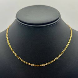 Jewelry 18k solid yellow gold Mariner style 16.5” chain necklace 2.5 width