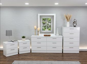 Dresser Whit Mirror, Chest and 2 Nightstands - Cómoda con Espejo, Gavetero Y 2 Mesitas de noche