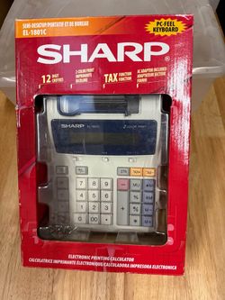 Sharp 12-Digit Printing Calculator with Extra-Large LCD Display (EL-1801V)