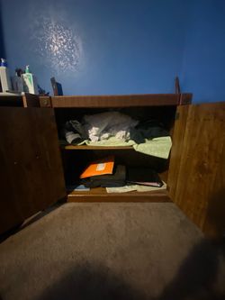 Wooden Two-Shelf Cabinet with Doors