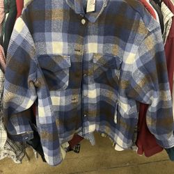 Workshop Republic Clothing Performance Jacket Blue and Brown - L