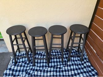 Wooden Bar Stools - Stained Black set of 4