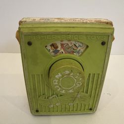 Vintage Fisher Price Green Pocket Radio Happy Birthday Song #768/Works