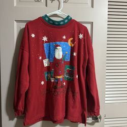 Vintage Holiday Time Santa Turtleneck Sweatshirt 18/20 Womens 
