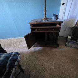 Two Vintage Victorian Style Oak Nightstand / End Table