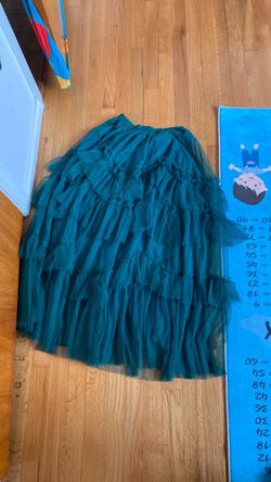 Teal(Green) Tiered Tulle Midi Skirt
