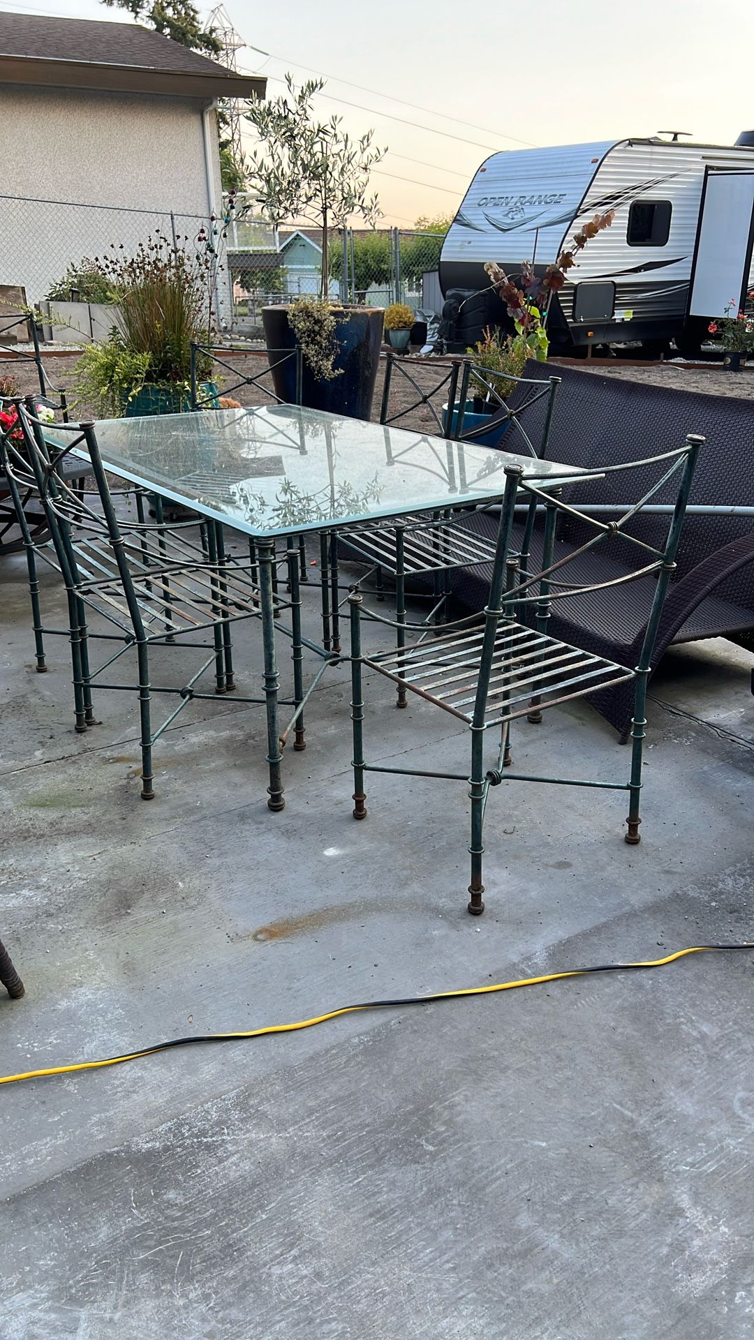 Iron Out Door Table Set - “Restoration Hardware Style”