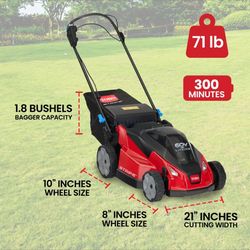 Toro Foldable 60-Volt 21-Inch Stripe Electric Self Propelled Mower w/Headlights