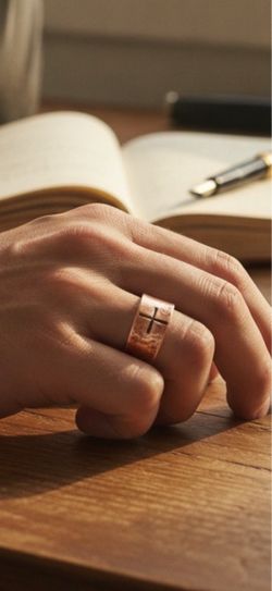 Copper 10 mm Christian Cross Thick Band Ring Size 6 Handcrafted in Eastern KY