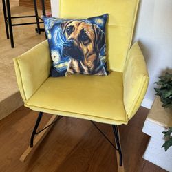 Modern Yellow Velvet Rocking Chair