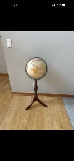 Floor Standing World Globe on Wood Tripod Stand