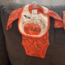 Carters Newborn “My First Halloween “ Onsie With Bib