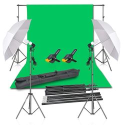 Complete Photo/Video Lighting Kit – Umbrellas + Backdrops + Stands