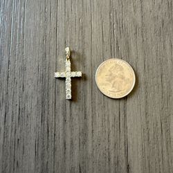 14k Gold Over 925 Sterling Silver With Moissanite Cross Pendant 