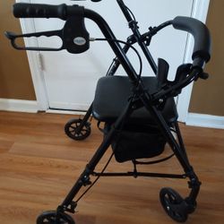 Equate Rolling Walker for Seniors, Rollator with Seat and Wheels, Black