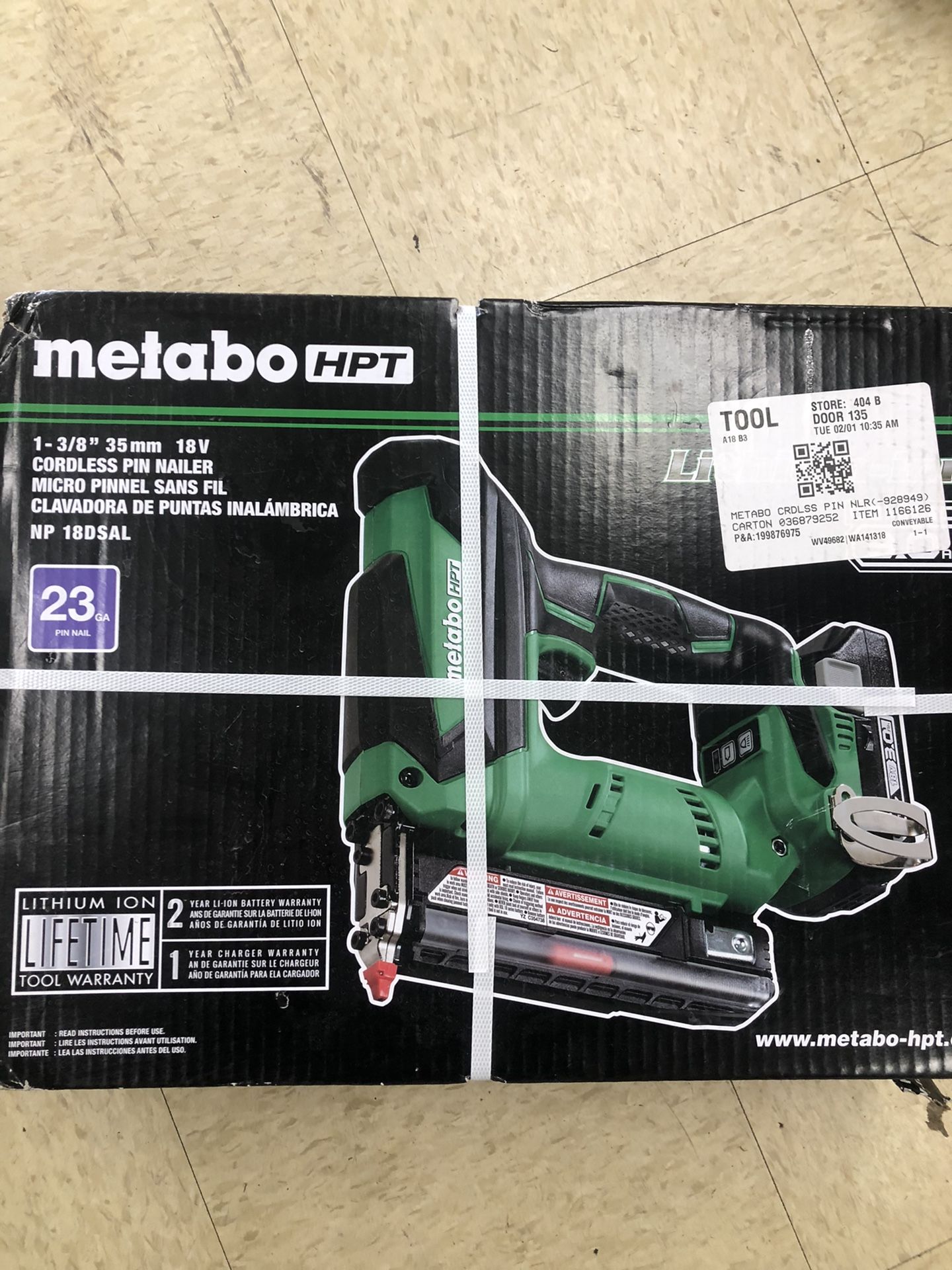 Metabo HPT 1-3/8” 18v Cordless Pin Nailer