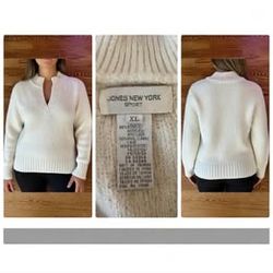 XL Cream White Jones New York Sport Sweater