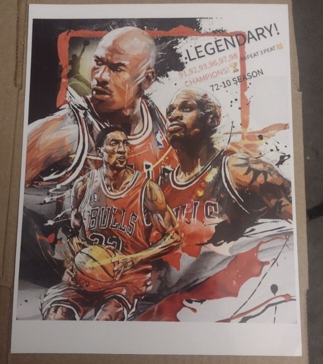 BRAND NEW!💯CHICAGO BULLS SELF CREATED ORIGINAL 8.5x11 ULTRA PREMIUM GLOSSY 90’s PROFESSIONAL BASKETBALL WALL/LOCKER OLD SCHOOL COLOR ART POSTER!🔥