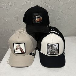 Goorin Bro The Farm The White Lion, Black Mamba And High Giraffe Adjustable Trucker Hats Caps 