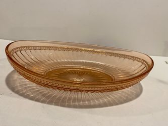 Vintage Early Imperial Pink Glass Oval Dish Bowl 12.5” long by 6” wide by 2.5” high
