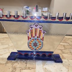 Chanukah Hanukkah Menorah Hamsa Star Of David Glass