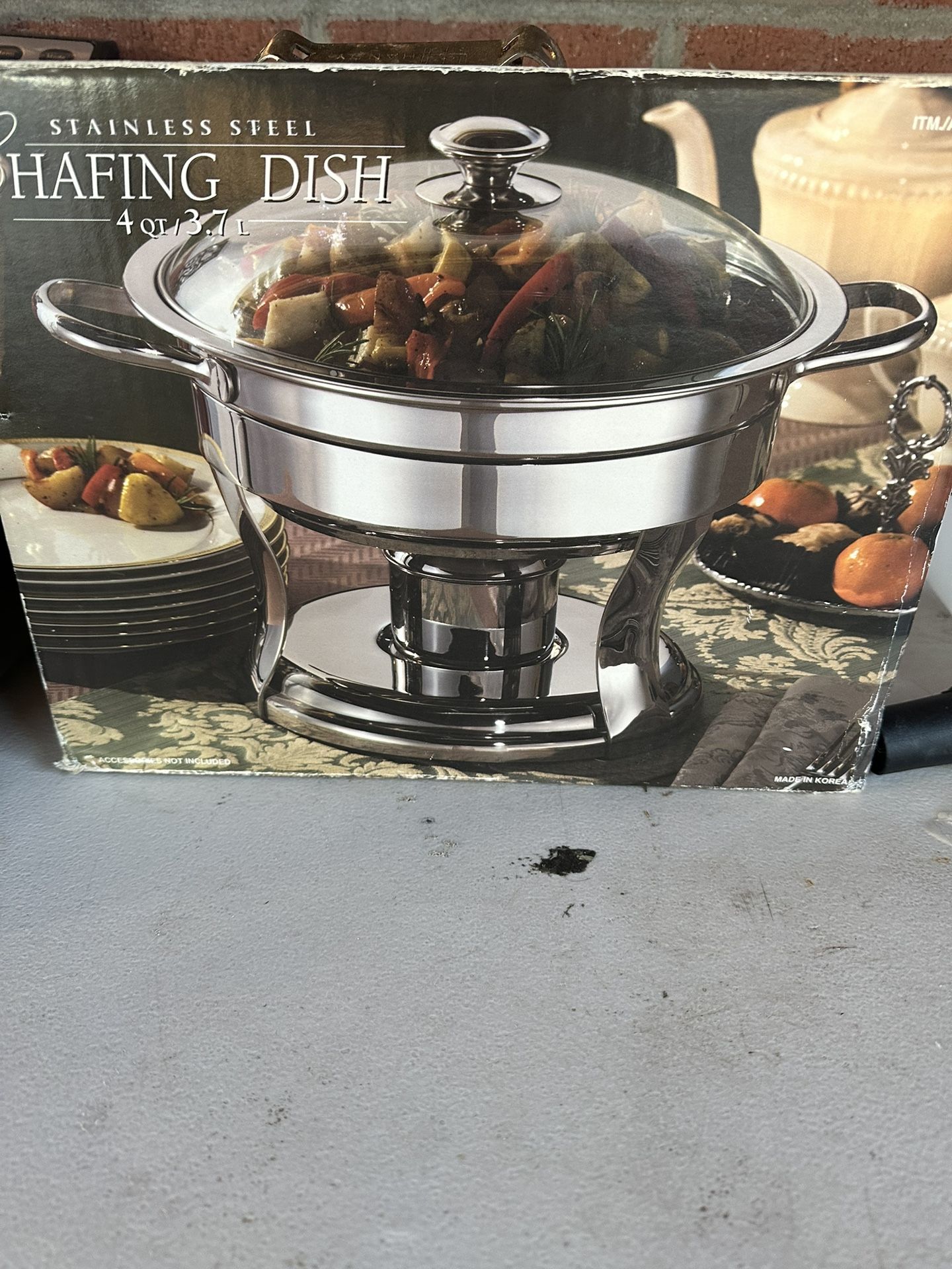 NEW CHAFING BEAUTIFUL NUEVA OLLA 6 PIECES CHAFING PERFECT CONDITION