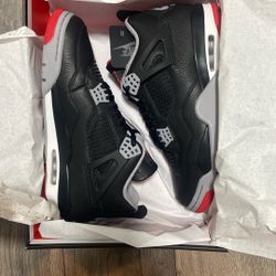 Nike Air Jordan 4 Retro Bred Reimagined Black Red Cement White Size 12