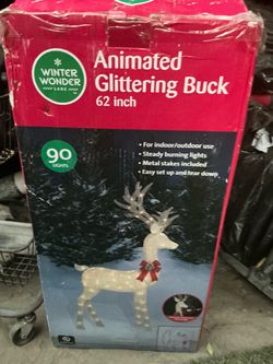 NEW Animated Lighted Christmas Reindeer Yard Decoration