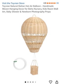 Natural Rattan Boho Hot Air Balloon Hanging Decor