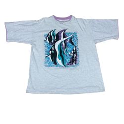 Fish Coral Reef Purple Teal Pink Two Tone Shirt 