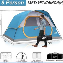 Upgraded 6/8 Person Camping Tents, Waterproof Windproof Family Tent with Larger Mesh Windows & Door, Double Layer, Easy Set Up, All-Season Dome Tent w