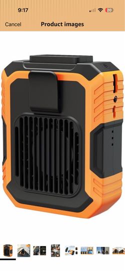 Long endurance portable shock absorber and impact resistant portable turbo fan for outdoor work, sports, fishing, and camping(Orange), Small