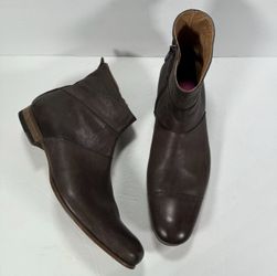Ted Baker Dark Brown Leather Zip Up Ankle Boots Men Size 8