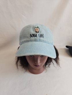 Light-colored Jean boba life baseball cap hat Adjustable