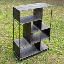 Contemporary Industrial Iron Maddox Shelf Shelving Unit Asymmetrical Cubist Design