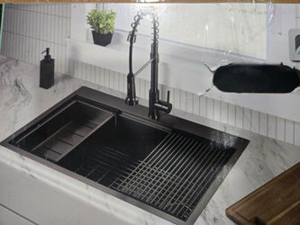 Black Stainless Steel Kitchen Sink with Grid