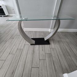 Silver Black Glass  Console  Table