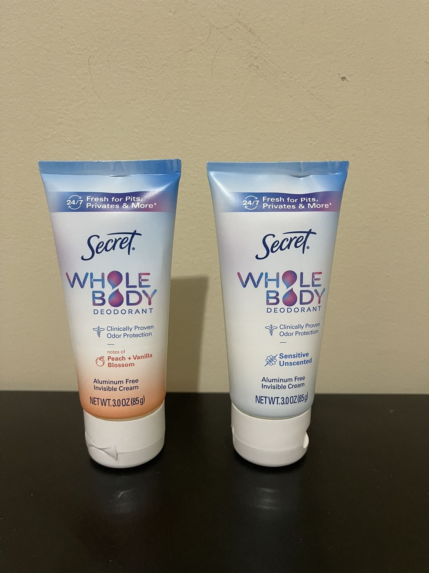 2Pack Secret Whole Women's Body Aluminum Free Deodorant Clear Cream 3.0oz